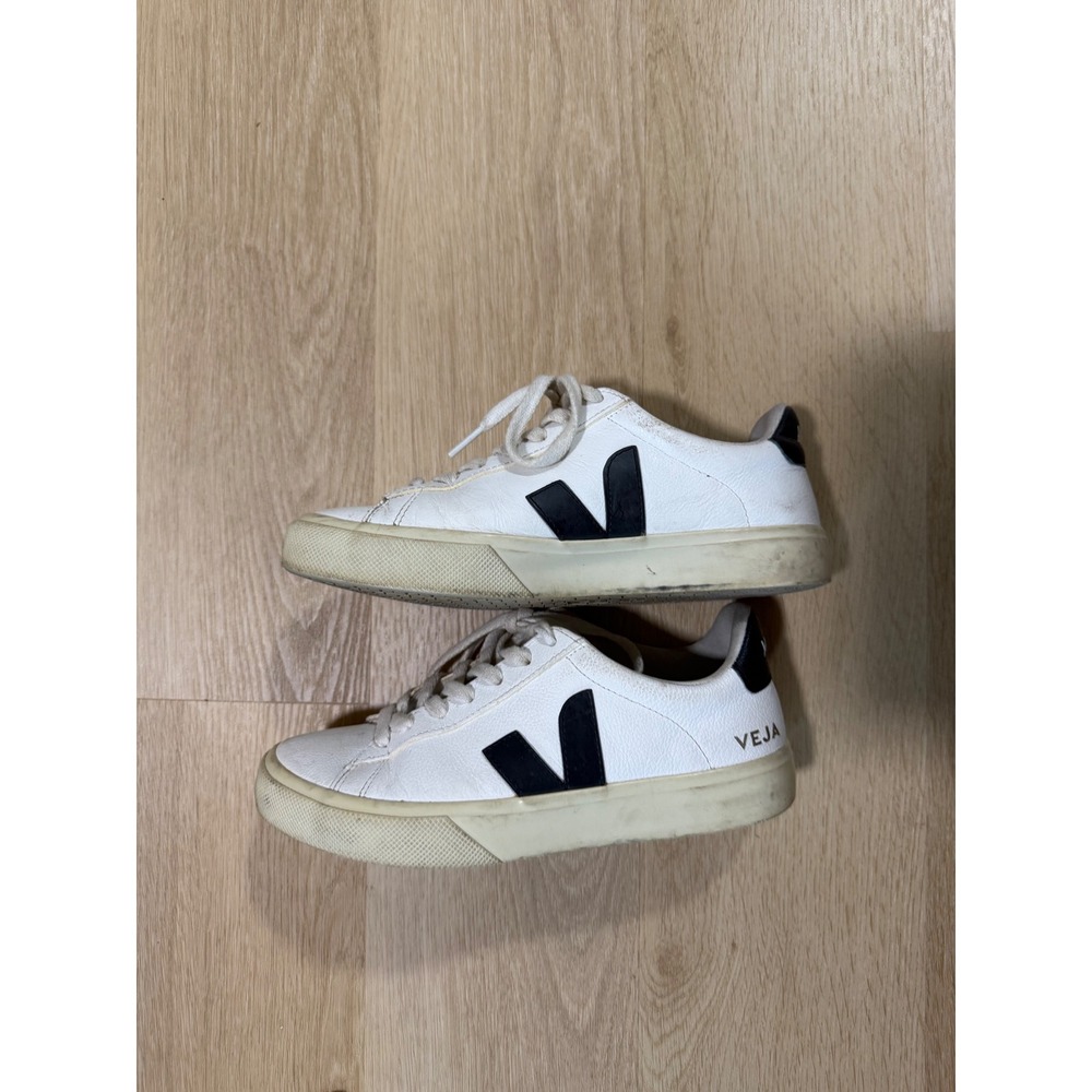 Veja Campo White Black Leather Lace Up Low Top Sneakers Womens Size 7